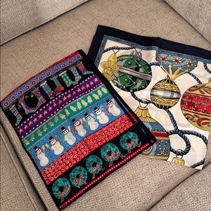 Festive Holiday Silk Scarves- set of 2. NWOT